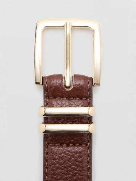 Mango Square Buckle Belt - view 2, Brown