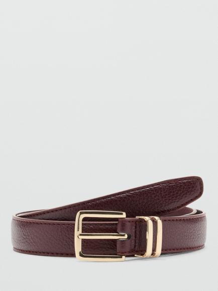 Mango Square Buckle Belt, Bordeaux