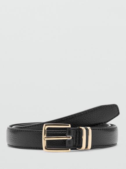 Mango Square Buckle Belt, Black