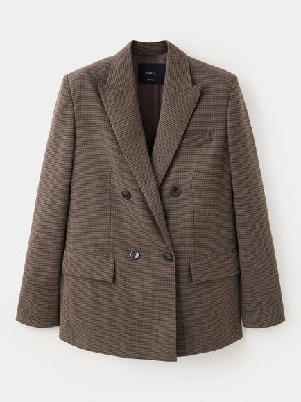 Mango Longline Collared Blazer, Chocolate - view 2, Chocolate