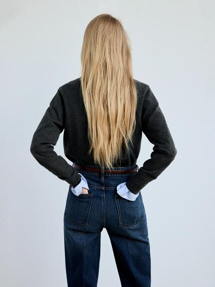 Mango Knit Cardigan, Mid Grey Melange - view 2, Mid Grey Melange