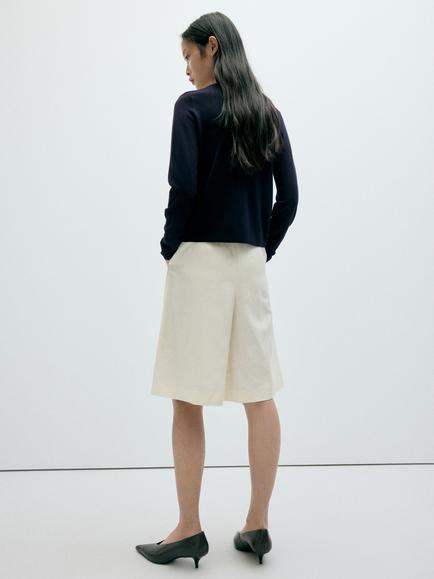 Mango Long Sleeve Button Front Cardigan - view 2, Navy