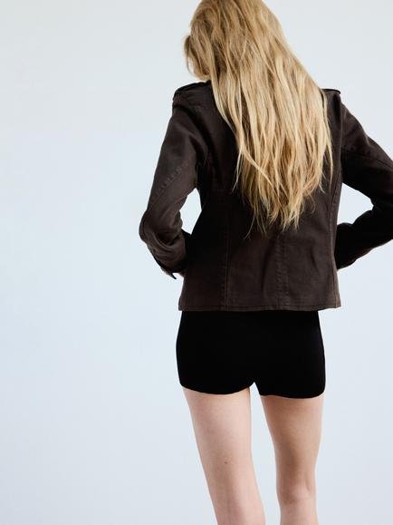 Mango Tailored Military Jacket, Chocolate - view 2, Chocolate