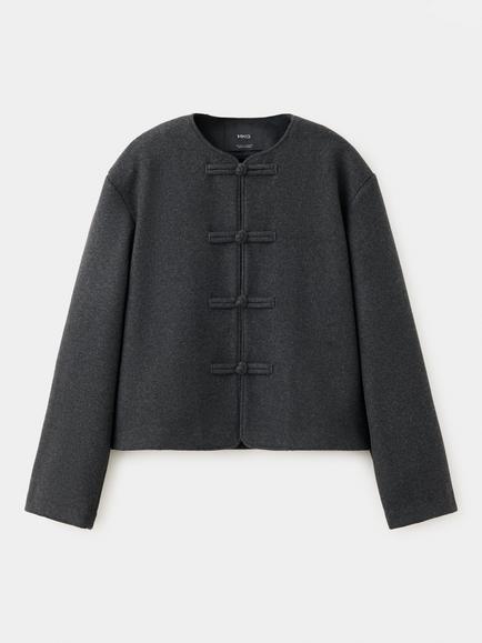 Mango Sculpted Cropped Jacket, Anthracite, Anthracite