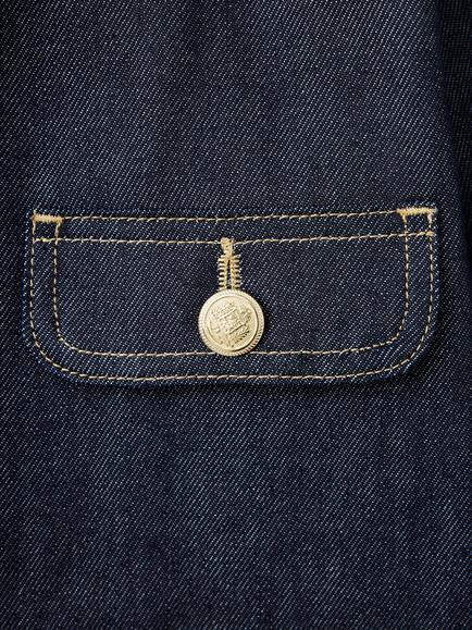 Mango Cropped Button Detail Denim Jacket, Indigo - view 2, Indigo