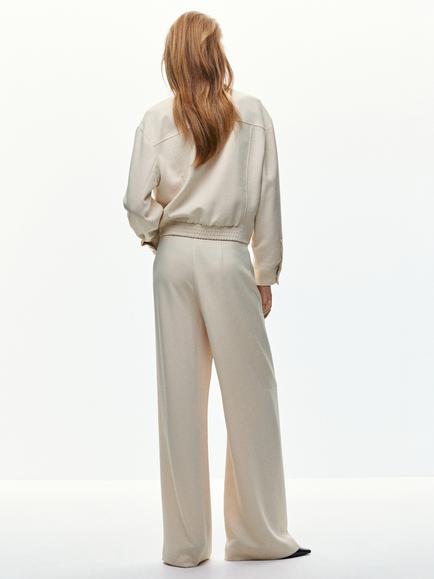 Mango Collared Long Sleeve Cropped Jacket, Raw - view 2, Raw