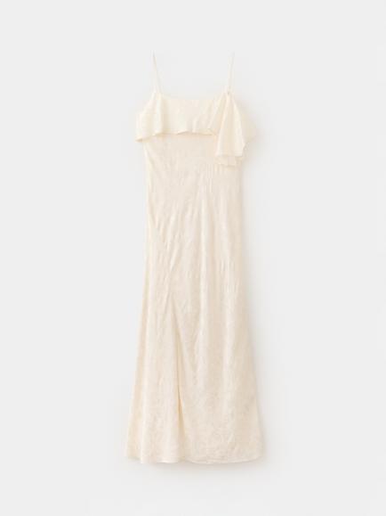 Mango Square Ruffle Neck Jacquard Midi Dress, White, White