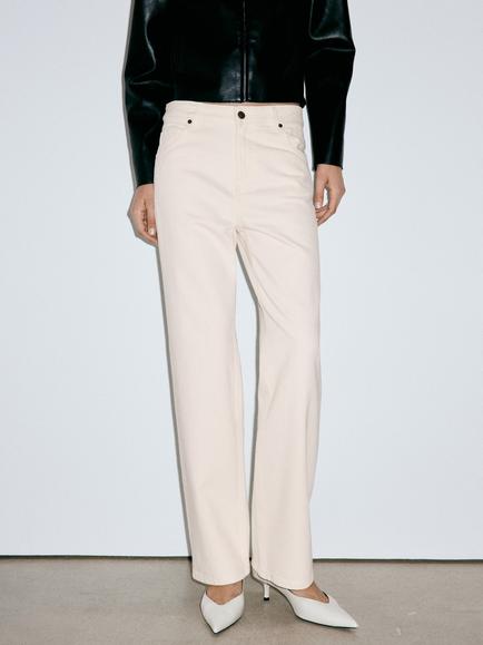 Mango Mid Rise Straight Leg Jeans, Raw, Raw