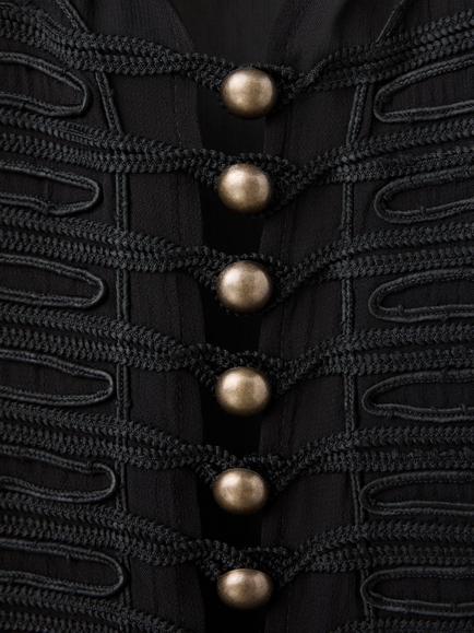 Mango Statement Button High Collar Blouse, Black - view 2, Black