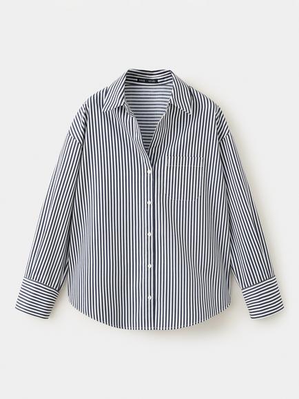 Mango Striped Shirt, Navy, Navy