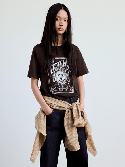 Mango Crew Neck Short Sleeve T-Shirt, Chocolate, Chocolate