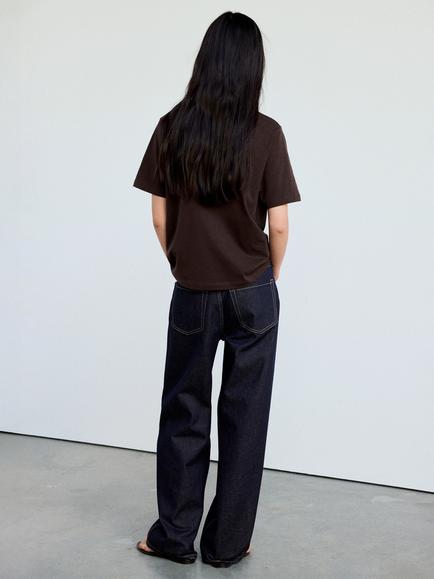 Mango Crew Neck Short Sleeve T-Shirt, Chocolate - view 2, Chocolate
