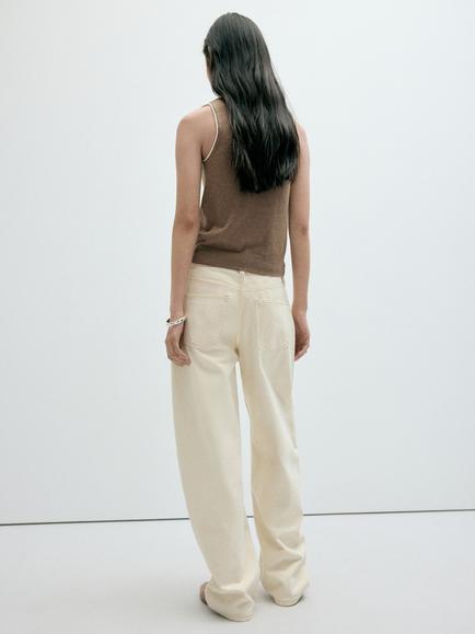 Mango Soft Knit Camisole Top - view 2, Taupe
