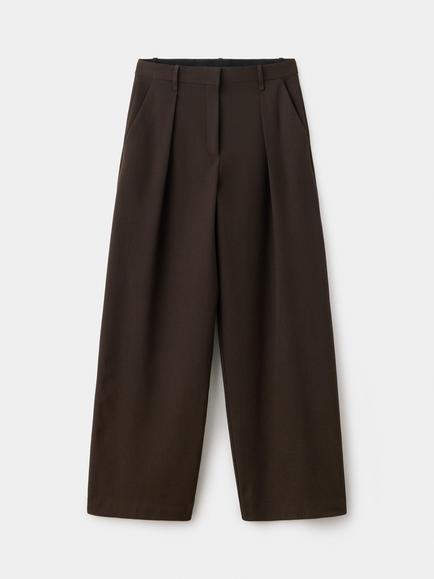 Mango Wide Leg Cropped Trousers, Brown, Brown
