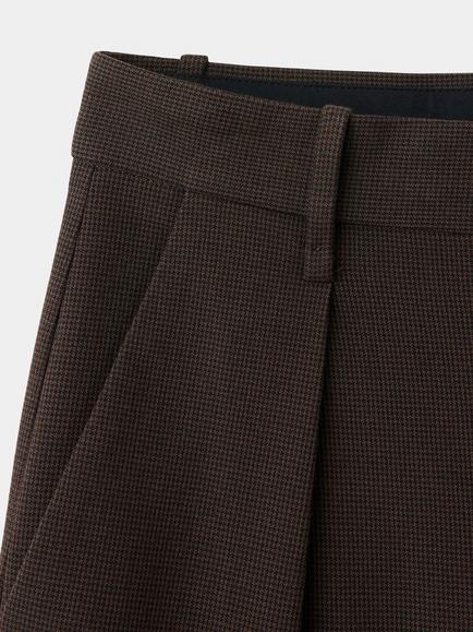 Mango Wide Leg Cropped Trousers, Brown - view 2, Brown