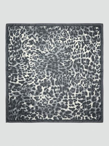 Mango Leopard Print Square Scarf, Grey, Grey