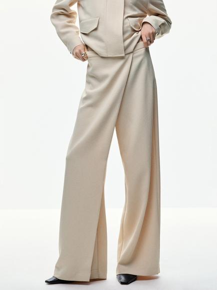 Mango High Waist Wide Leg Wrap Trousers, Raw, Raw