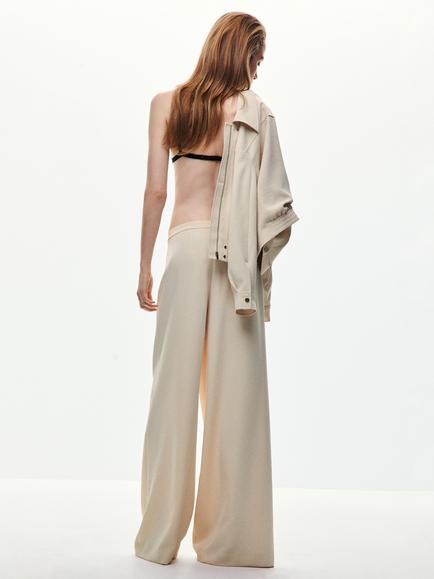 Mango High Waist Wide Leg Wrap Trousers, Raw - view 2, Raw