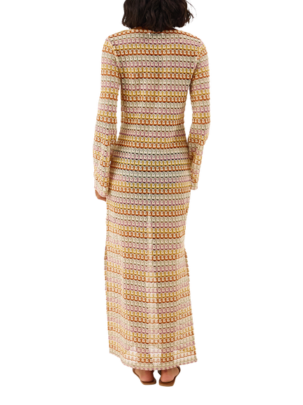Accessorize Crochet Maxi Dress, Multi - view 2, Multi