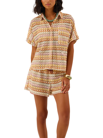 Accessorize Crochet Shirt, Multi, Multi