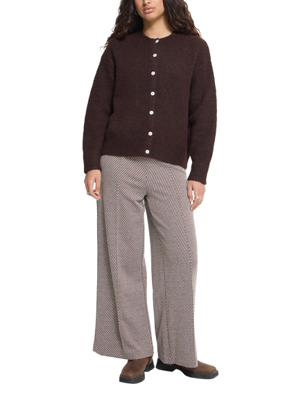 ICHI Ihbelablue Button Down Cardigan, Chicory Coffee, Chicory Coffee