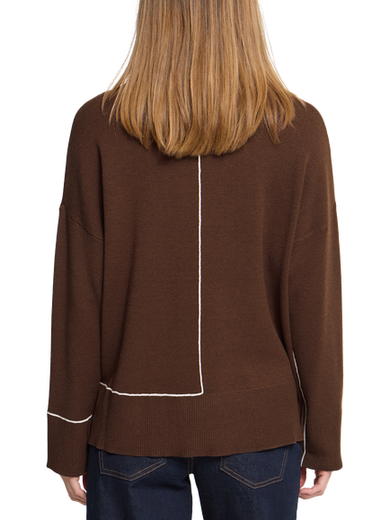 ICHI Ihballia Mock Neck Long Sleeve Jumper, Chicory Coffee - view 2, Chicory Coffee With