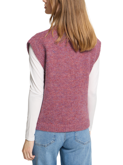 ICHI Ihbelablue V-Neck Sleeveless Jumper, Rhododendron - view 2, Rhododendron
