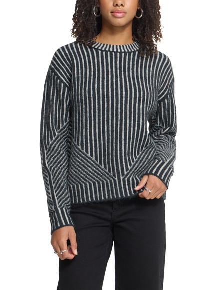 ICHI Ihkamara Striped Crew Neck Jumper, Total E. C.d. Stripe