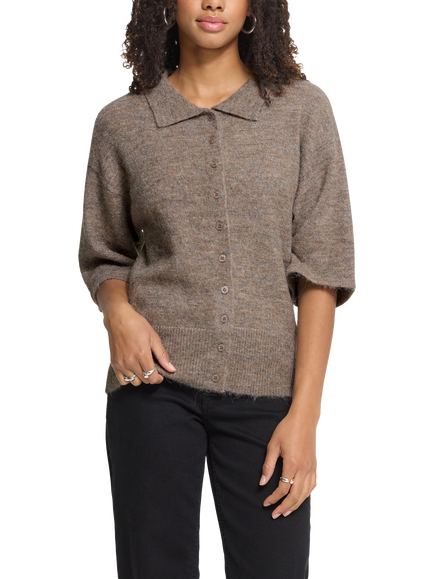 ICHI Ihkamara Relaxed Fit Collared Jumper, Fungi, Fungi
