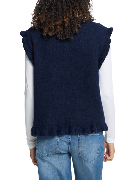 ICHI Ihpovoke Button Front Knit Vest, Total Eclipse - view 2, Total Eclipse