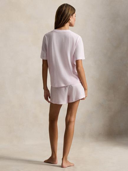 Polo Ralph Lauren Short Cotton Blend Pyjama Set, Pink Lady - view 2, Pink Lady