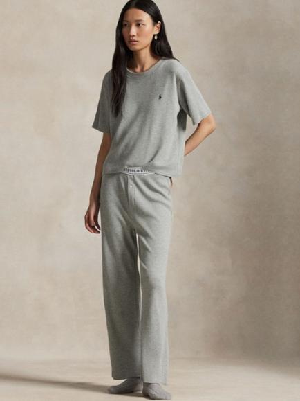 Polo Ralph Lauren Long Cotton Blend Pyjama Set, Grey Heather, Grey Heather