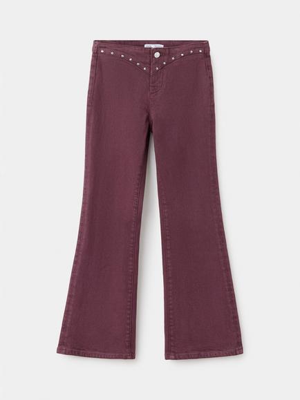 Mango Kids' Mid Rise Flared Jeans, Damson, Damson