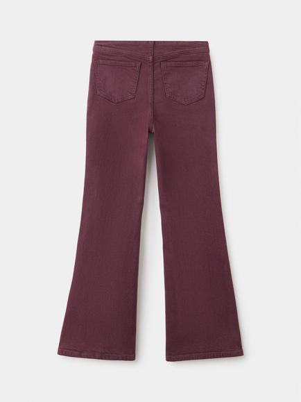 Mango Kids' Mid Rise Flared Jeans, Damson - view 2, Damson