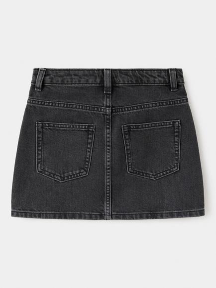Mango Kids' High Rise Embellished Denim Mini Skirt, Black - view 2, Black