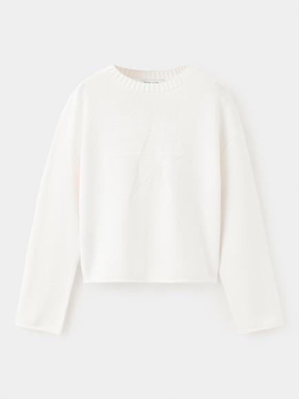 Mango Kids' Cotton Textured Sweatshirt, Off White, Off White