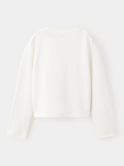 Mango Kids' Cotton Textured Sweatshirt, Off White - view 2, Off White