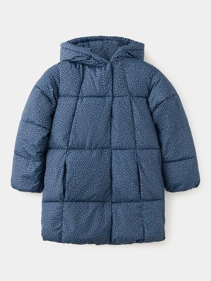 Mango Kids' Anna Floral Quilted Coat, Midnight Blue, Midnight Blue