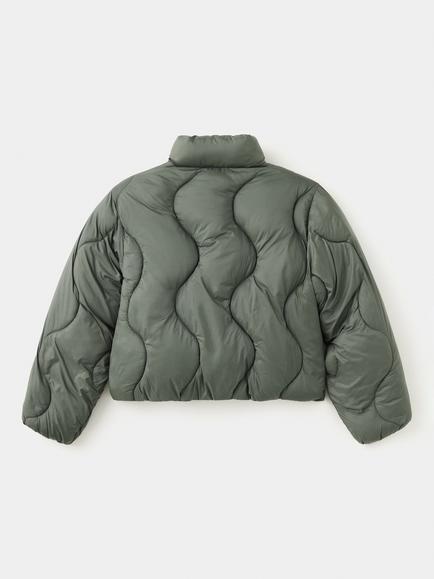 Mango Kids' Cropped Quilted Puffer Jacket - view 2, Khaki