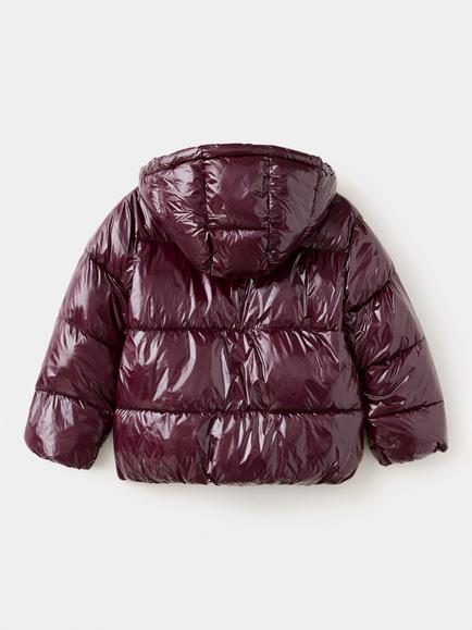 Mango Kids' Glossy Hooded Puffer Jacket, Garnet - view 2, Garnet