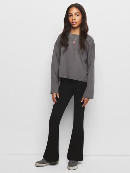 Mango Kids' Camiseta Relaxed Ruched Tie Side T-Shirt - view 2, Anthracite