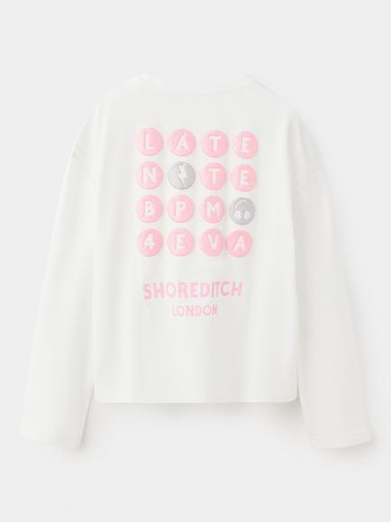 Mango Kids' Long Sleeve Shoreditch Slogan T-Shirt, Off White - view 2, Off White