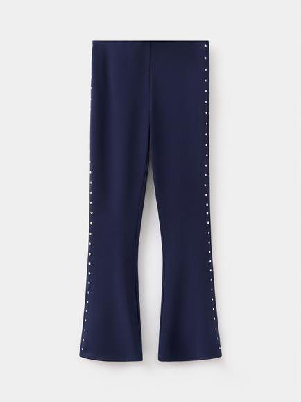 Mango Kids' Embellished Flared Leggings, Navy, Navy