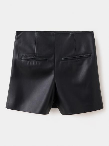 Mango Kids' Faux Leather Skort, Black - view 2, Black