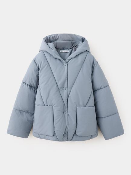 Mango Kids' Oversized Quilted Coat, Blue, Blue