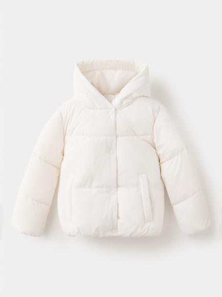 Mango Kids' Oversized Hooded Quilted Puffer Jacket, Raw