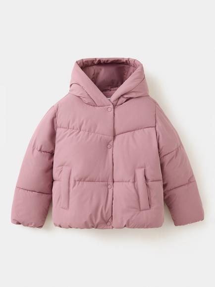 Mango Kids' Oversized Hooded Quilted Puffer Jacket, Pink