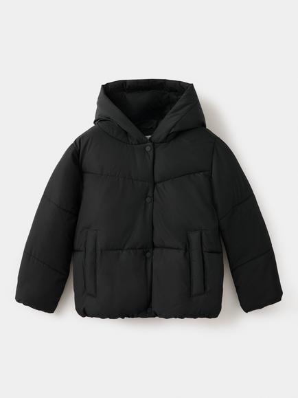 Mango Kids' Plush Padded Jacket, Black, Black