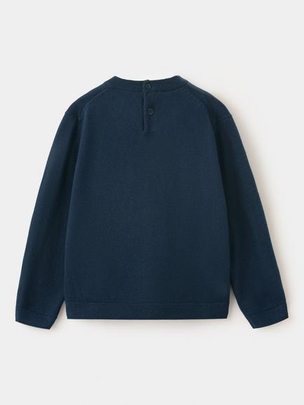 Mango Kids' Soft Knit Crew Neck Jumper, Navy - view 2, Navy