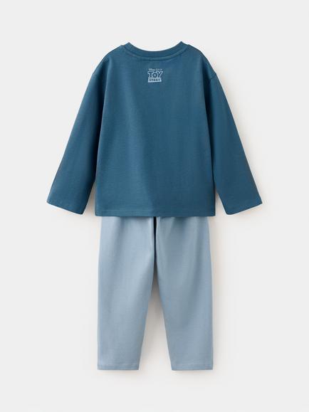 Mango Baby Cotton Space Slogan Pyjama Set, Navy - view 2, Navy